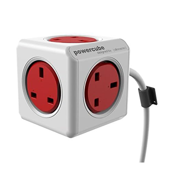 POWERCUBE 7300RD Πολύπριζο 5 Θέσεων, 1.5 μέτρων, Κόκκινο