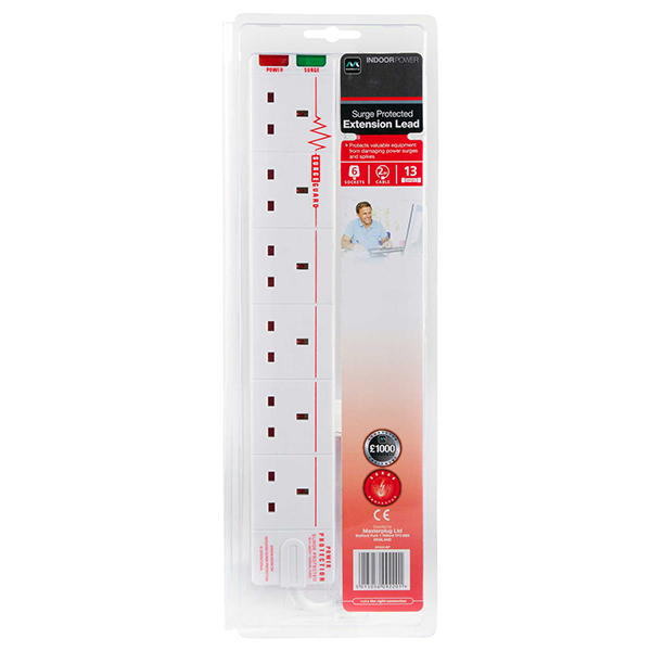 MASTERPLUG SRG42 Surge Strip 6 – Way, 2 meters | Masterplug| Image 2