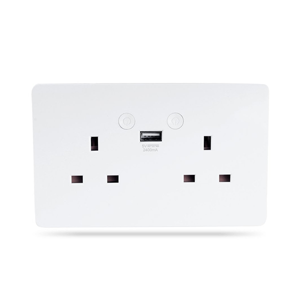 WOOX R4053 Smart Dual Wall Socket UK With USB