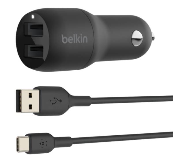Image of suggested product: BELKIN CCE001BT1MBK Διπλός Φορτιστής Αυτοκινήτου USB-A 24W + Καλώδιο USB-A Σε USB-C