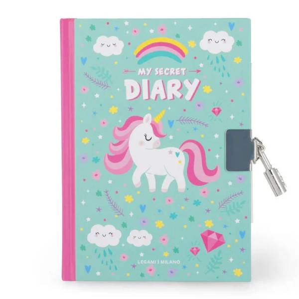 LEGAMI DIA0011 Milano Unicorn Σημειωματάριο με Λευκές Σελίδες και Λουκέτο, Πολύχρωμο
