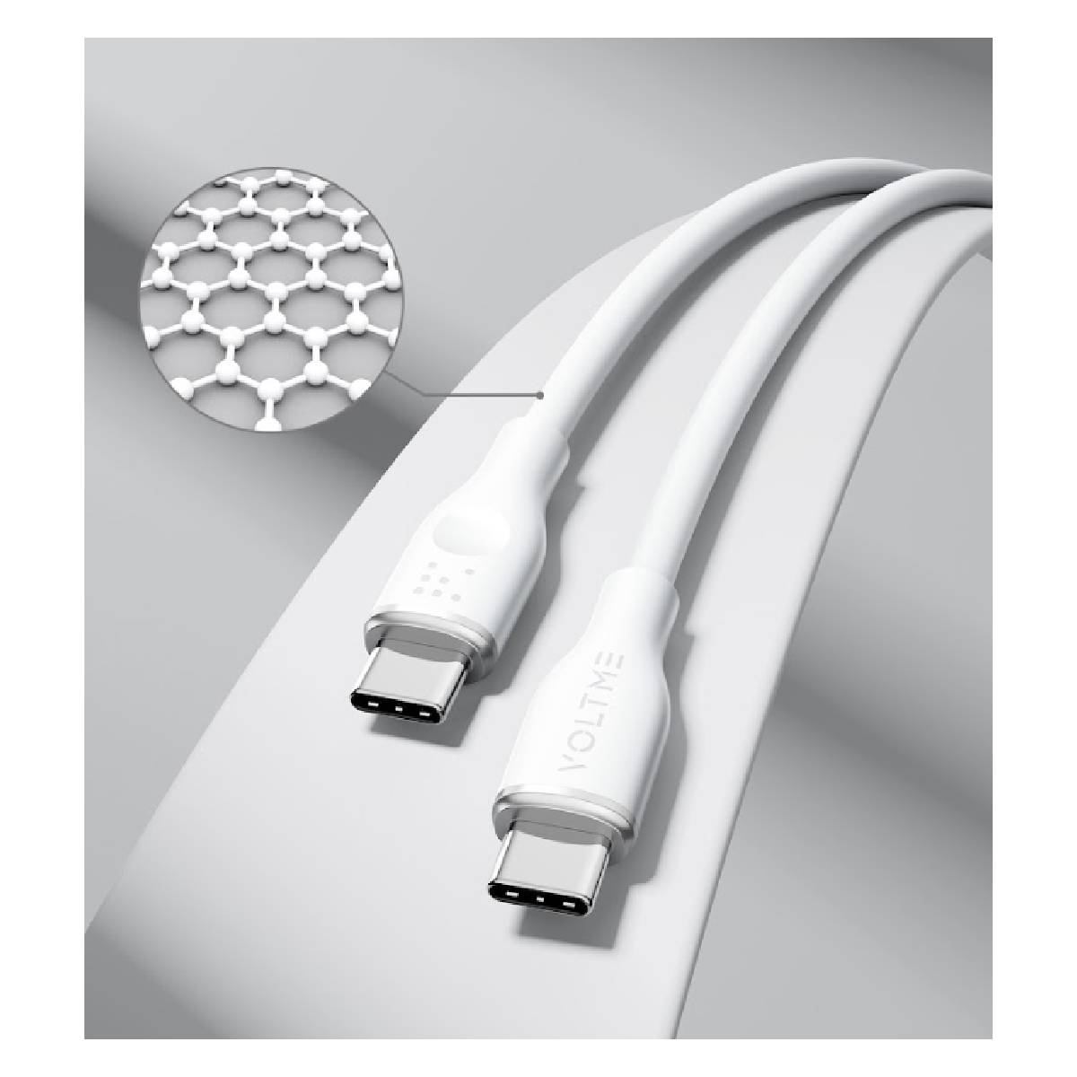 VOLTME Powerlink CTC Moss Series 3A/60W Καλώδιο Φόρτισης 1m, Άσπρο | Voltme| Image 2