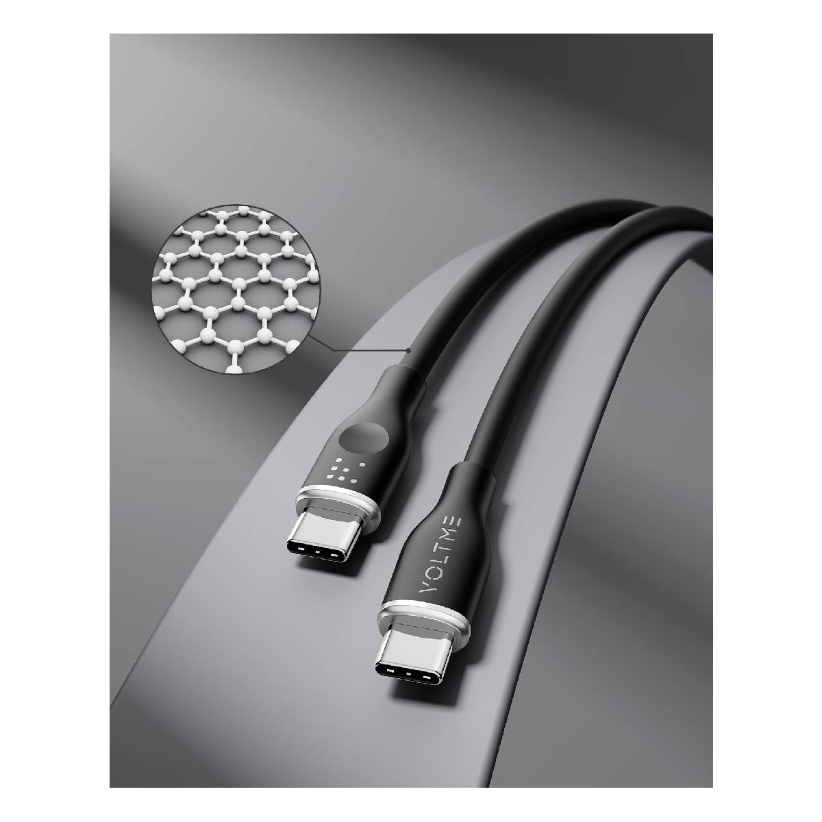 VOLTME Powerlink CTCMoss Series 3A/60W Καλώδιο Φόρτισης 1m, Μαύρο | Voltme| Image 2