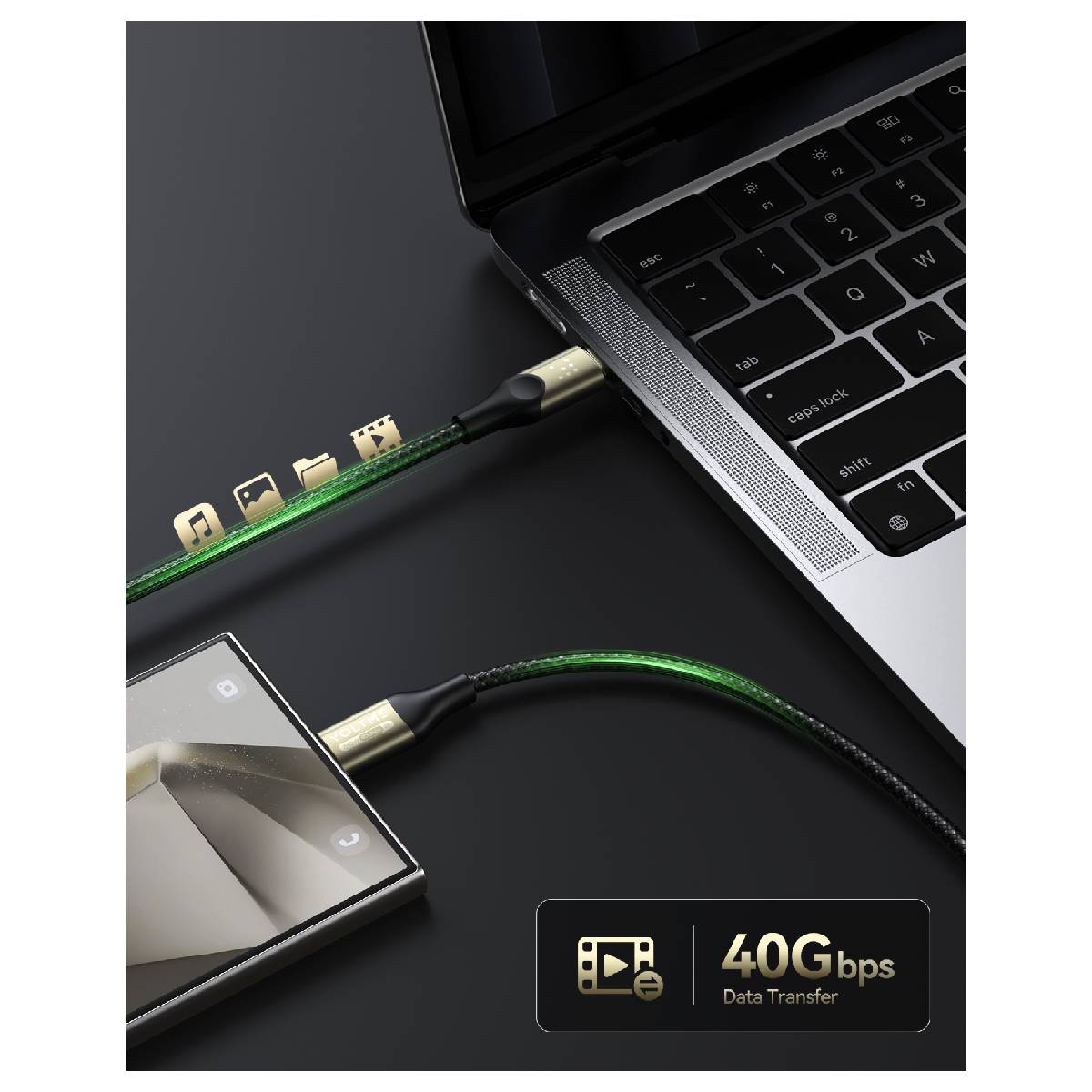 VOLTME Powerlink CTC Utron Series 5A/240W Καλώδιο Φόρτισης 2m, Μαύρο | Voltme| Image 2