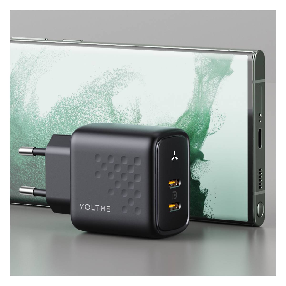 VOLTME Revo Duo Φορτιστής Διπλής Φόρτισης 45Watts, Μαύρο | Voltme| Image 2