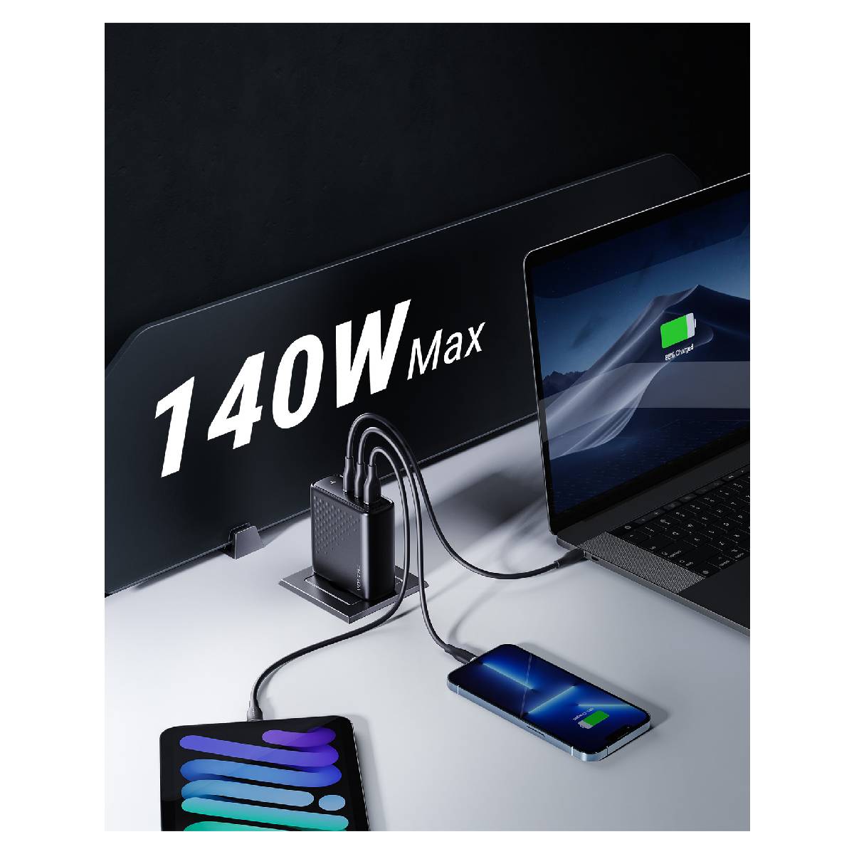 VOLTME Revo 140 PD3.1 CCA Φορτιστής Τριπλής Φόρτισης 140W, Mαύρο | Voltme| Image 3