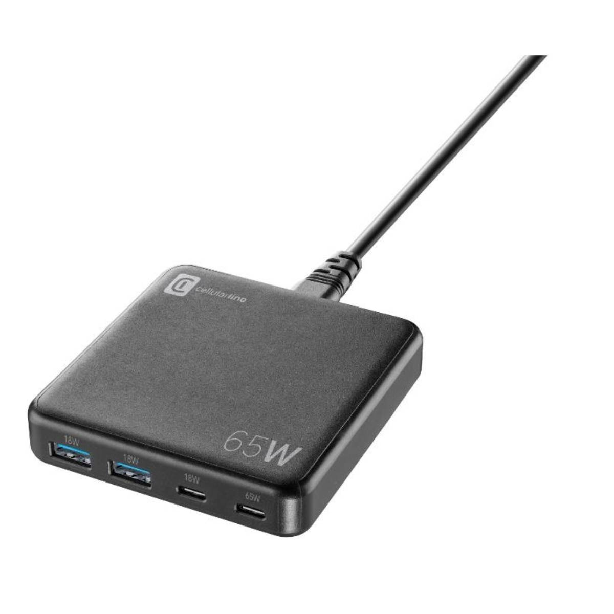Image of suggested product: CELLULAR LINE Φορτιστής 4 Θυρών GAN 65 Watts Πρίζα UK, Μαύρο