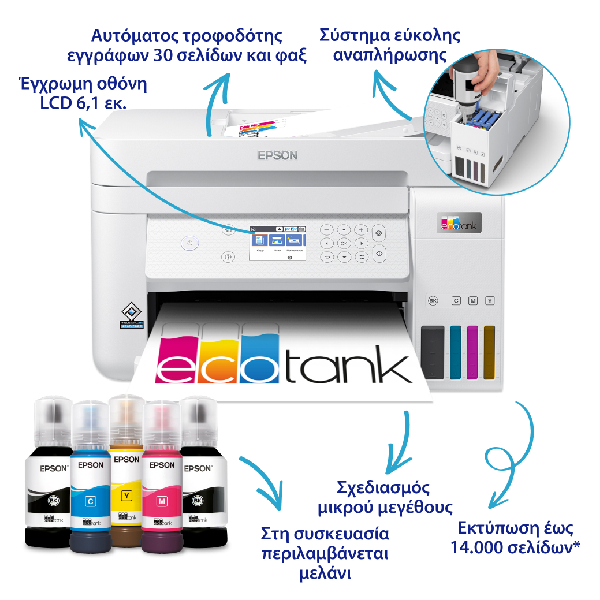 EPSON EcoTank L6276 Multifunction Wi-Fi Ink Tank A4 Printer, With Up To 3 Years Of Ink Included | Epson| Image 2