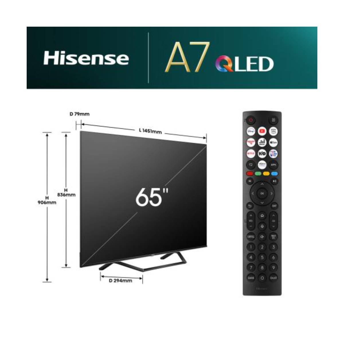 HISENSE 65A7NQ  QLED SMART 4K Τηλεόραση, 65" | Hisense| Image 2