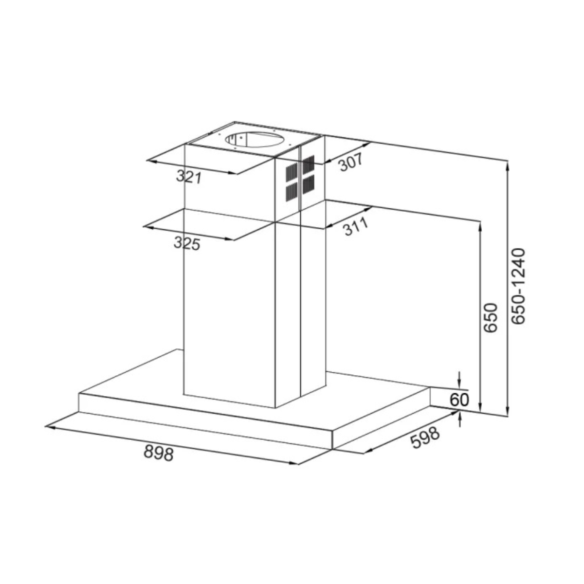 MIDEA MH90I4300X-CYP Απορροφητήρας Νησίδα 90 cm, Ανοξείδωτο Ατσάλι με Μαύρο Πάνελ | Midea| Image 3