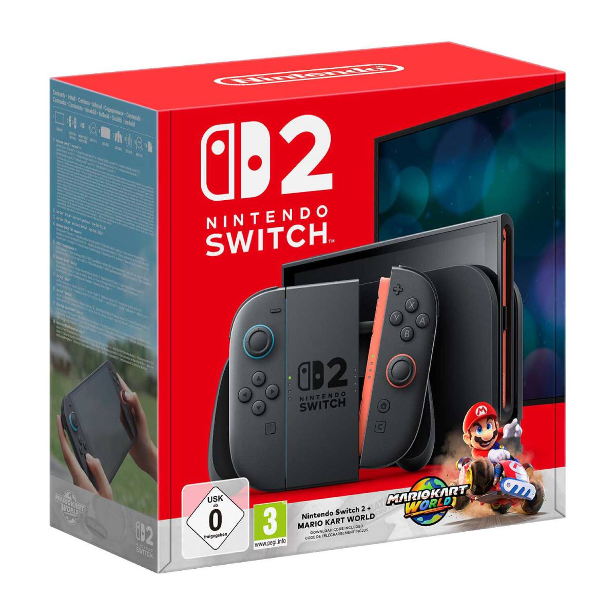 NINTENDO Switch 2 Κονσόλα με Βάση Joy-Con και Παιχνίδι Mario Kart World, Κόκκινο/Μπλε