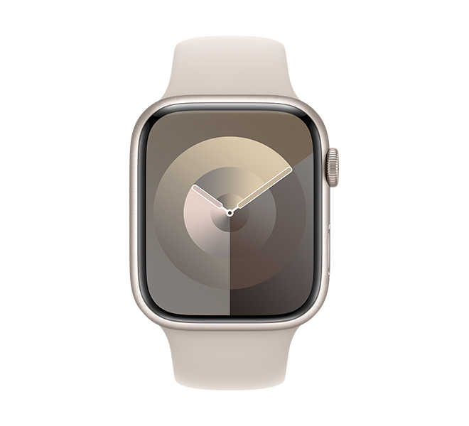 APPLE Smartwatch Series 9 GPS 45 mm, Starlight Aluminium with Starlight Sport Band Strap M/L
