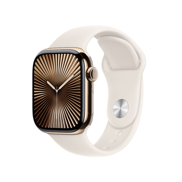 APPLE Smartwatch Series 10 GPS + Cellular 46mm, Gold Titanium with Starlight Sport Band, M/L | Apple| Image 2