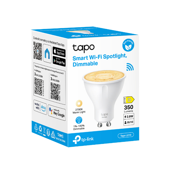 TP-LINK TAPO L610-GU10 Smart Wi-Fi Λάμπα Ντούι, Θερμό Λευκό | Tp-link| Image 2