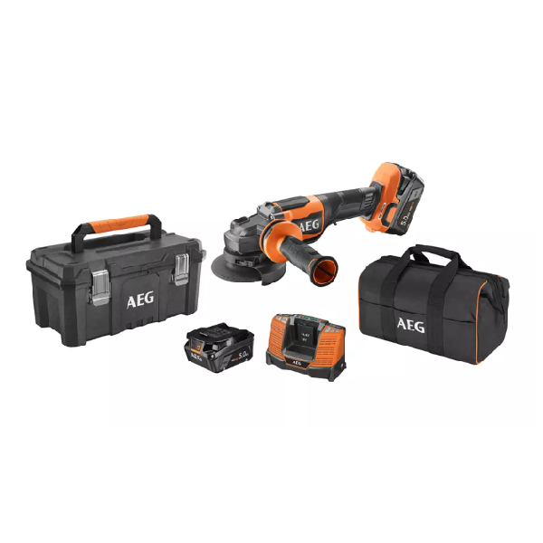 AEG BEWS18-115BLPX2-502TB Cordless Angle Grinder 18V, 2X5.0 Ah