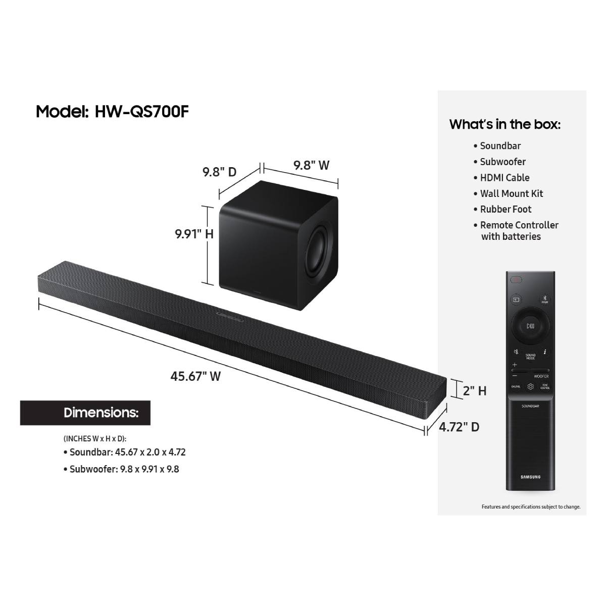 SAMSUNG HW-QS700F/EN Μπάρα Ηχείων 3.1.2 Καναλιών | Samsung| Image 3