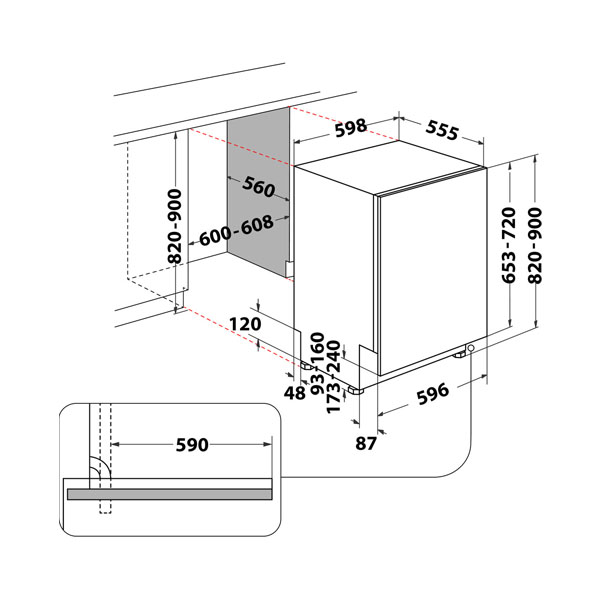 WHIRLPOOL 9W-WIC3C33PFEUK Εντοιχιζόμενο Πλυντήριο Πιάτων 60 cm, Άσπρο product image  | image 4